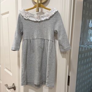 Crewcuts Gray Dress with White Ruffle Collar